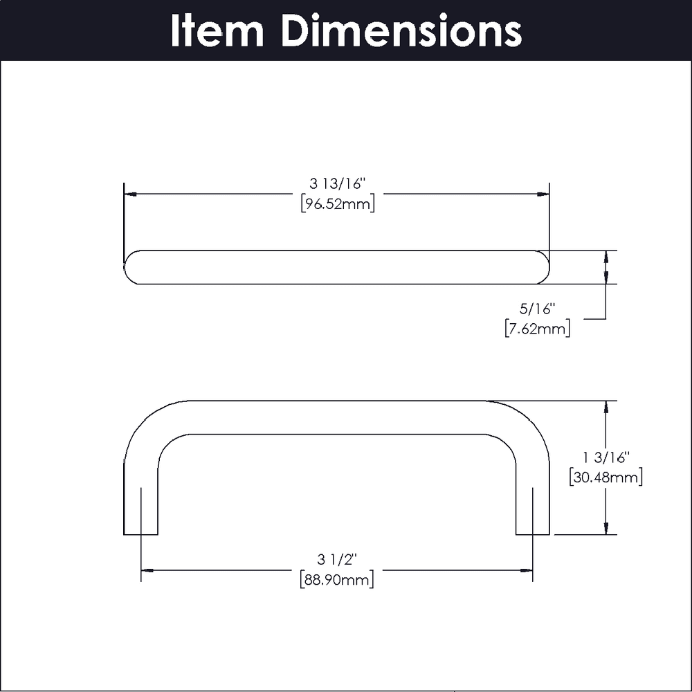 3-1/2" Wire Pulls Cabinet Pull, Matte Black (10/Box) Alt 4 - Image