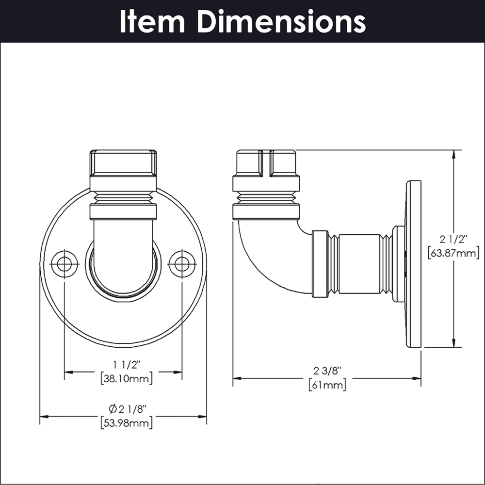 2-1/2" Pipeline Single Prong Cabinet Hook, Black Nickel Vibed (Box/10) Alt 1 - Image