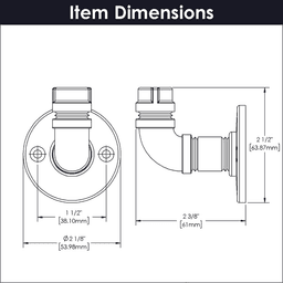 2-1/2" Pipeline Single Prong Cabinet Hook, Black Nickel Vibed (Box/10) Alt 1 - Image