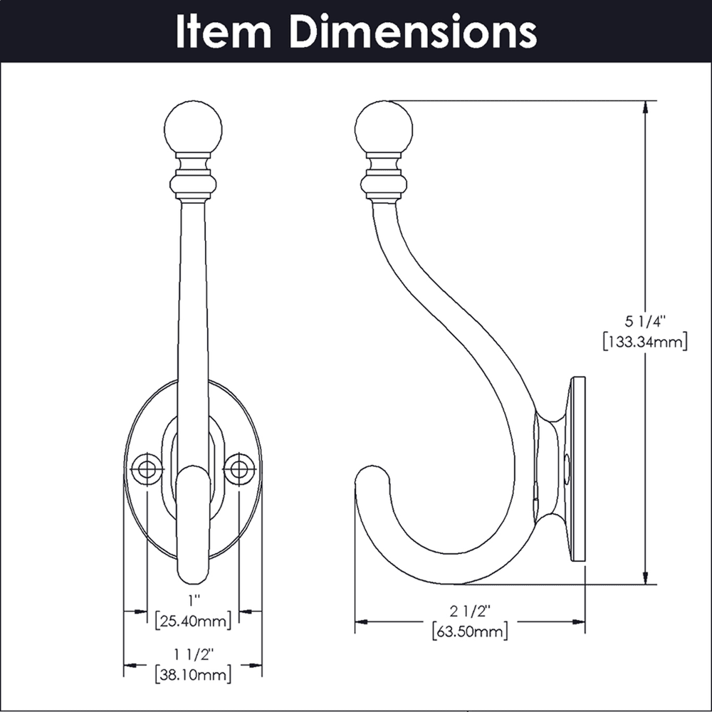 5-1/4" Cottage Coat/Hat Hook, Satin Nickel Alt 1 - Image