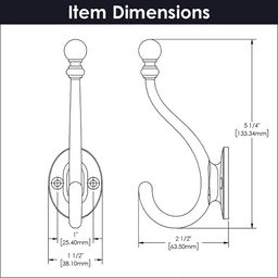 5-1/4" Cottage Coat/Hat Hook, Satin Nickel Alt 1 - Image