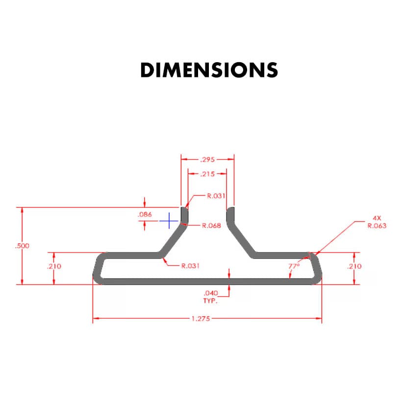 96" Aluminum Angled Slatwall Insert Diagram