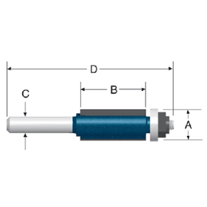 3/4" x 2-3/4" Laminate Flush Trim Bit, 2-Flute, 1/2" Shank - Alt Image 1