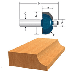 7/8" x 1/4" Radius Cove Router Bit with Ball Bearing, 2-Flute, 1/4" Shank - Alt Image 1