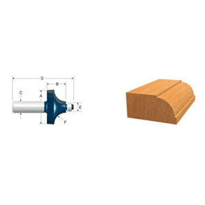 1" x 1/4" Radius Bead Router Bit with Ball Bearing, 2-Flute, 1/4" Shank - Alt Image 1