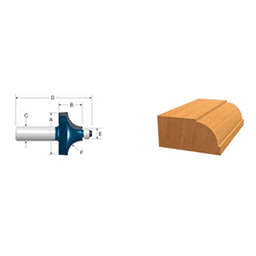 1" x 1/4" Radius Bead Router Bit with Ball Bearing, 2-Flute, 1/4" Shank - Alt Image 1