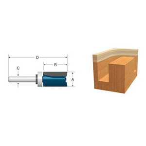 1/2" x 2-1/2" Straight Bit with Top Bearing, 2-Flute, 1/4" Shank - Alt Image 1