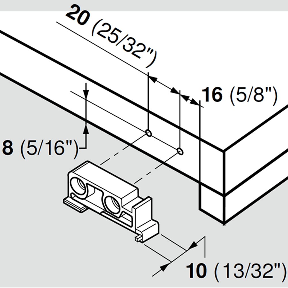 Blum Tandem Universal Block, Rear Mount, White - Easy Shelf Installation