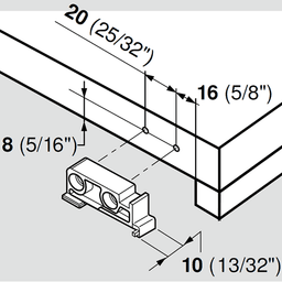 Blum Tandem Universal Block, Rear Mount, White - Easy Shelf Installation