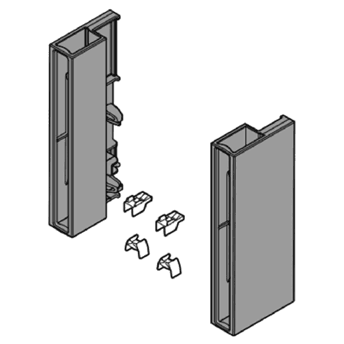 Blum Tandembox Boxside Adaptor Set in Gray with Left and Right Rear Brackets