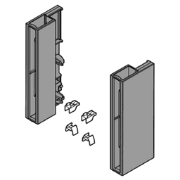 Blum Tandembox Boxside Adaptor Set in Gray with Left and Right Rear Brackets