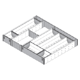 Blum Orga-Line 5-Tried Adjustable Combo Tray in Gray for Wood Drawers