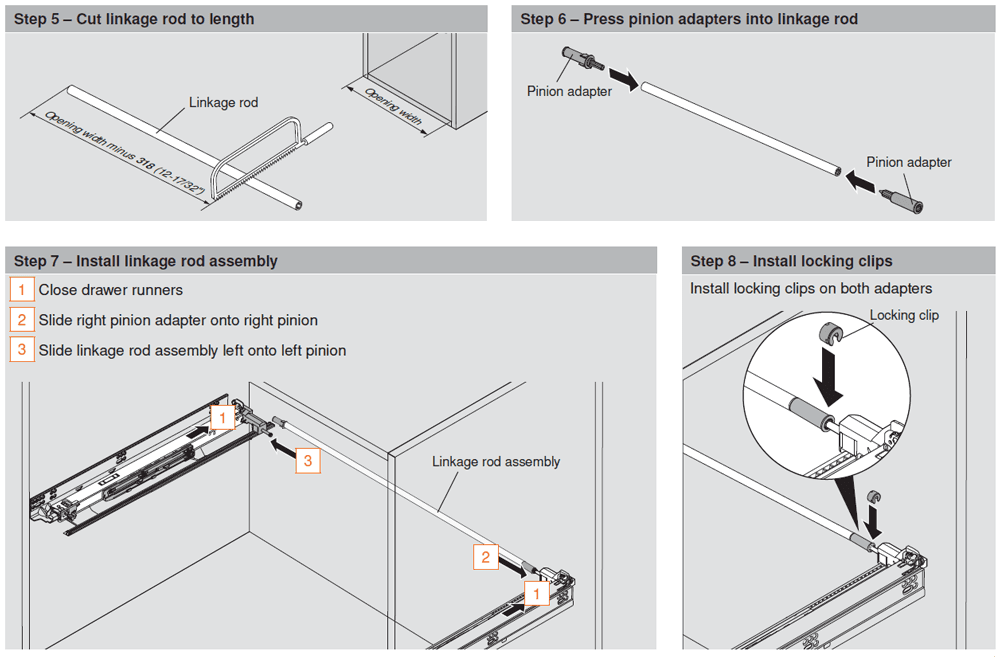 Blum Movento Lateral Stabilizer Set for 763/769 - Pinion Housing