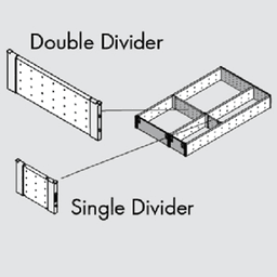 Easy to clean stainless steel trays for Blum's Orga-Line Double Cross Divider