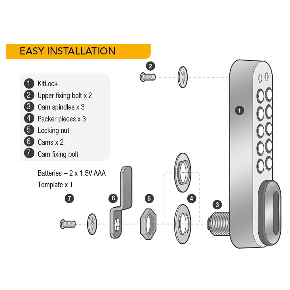 KL1006 Right-Hand Locker Kit, Silver Gray, Keyless - Alt Image 2