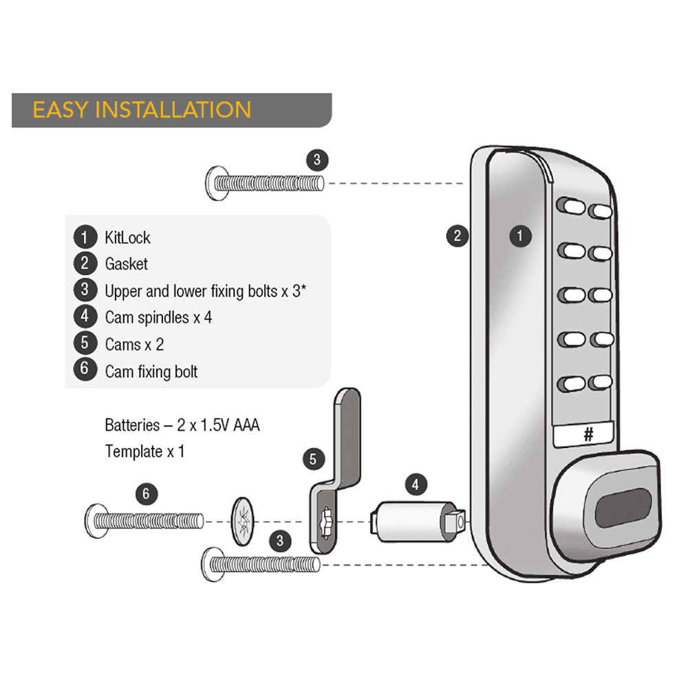 KL1200 Locker Lock, Silver Gray, Keyless - Alt Image 1