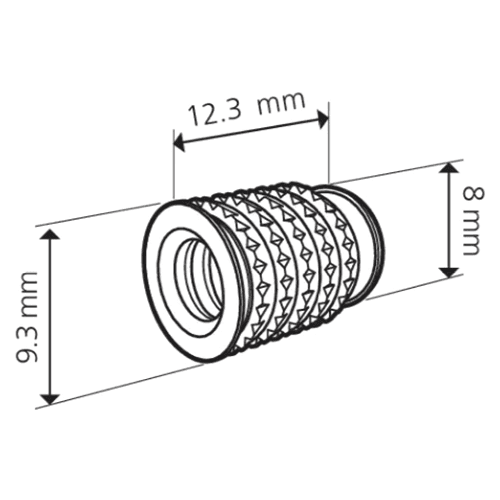 Cabineo M6 x 12.3mm Insert Nut, Brass (100/Box) Alt 1 - Image