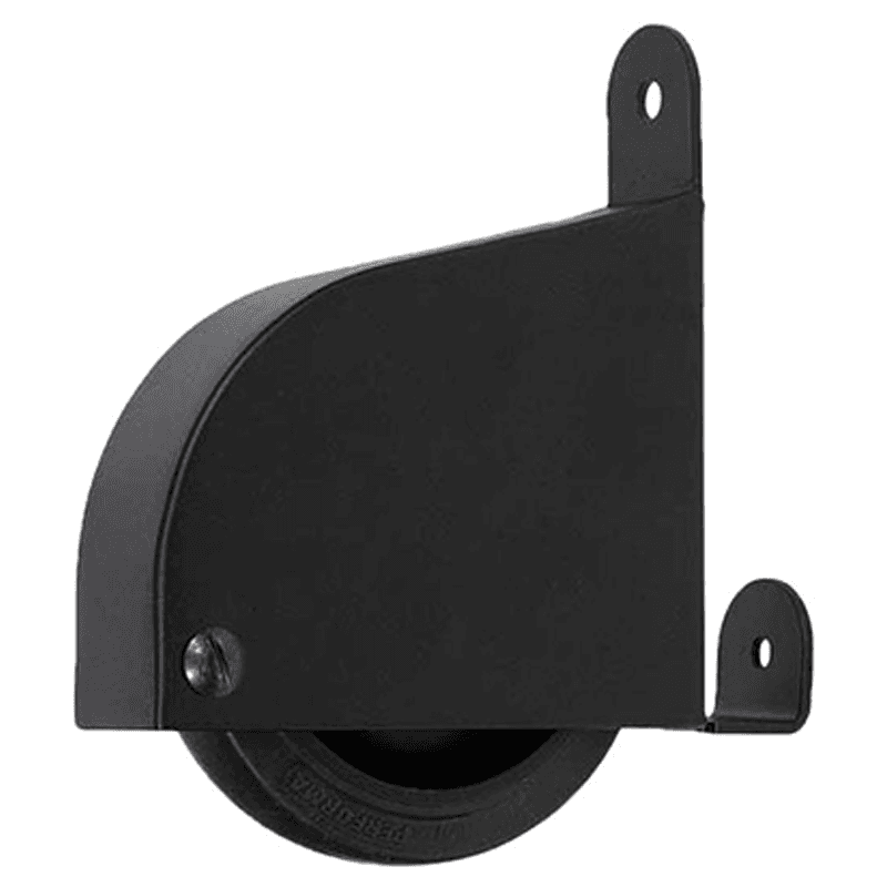 Contemporary black ladder wheel assembly with brake by Quiet Glide for library ladders