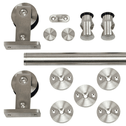 96" 8 Foot Rolling Barn Door Hardware Kit, Top Mount, Stainless Steel Finish Main - Image