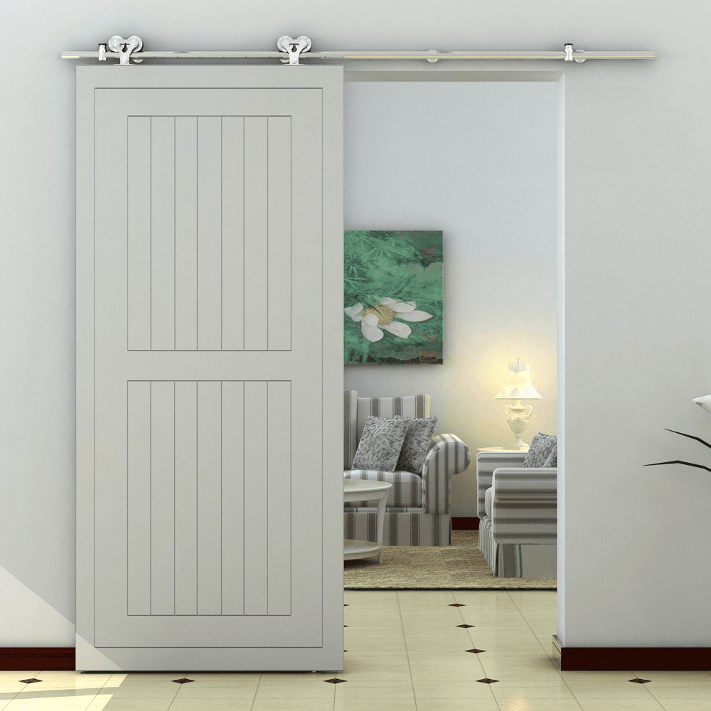 Stainless Steel Top Mount Dual Wheel Rolling Door Hardware for Wood Doors