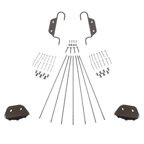 Kit includes double hooks, non-skid feet, rung support rods, and fasteners for 8' ladder