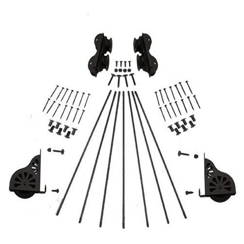 Oil Rubbed Bronze Rolling Hardware Kit for 16" Wide Library Ladder, Top Guides and Bottom Wheels Included