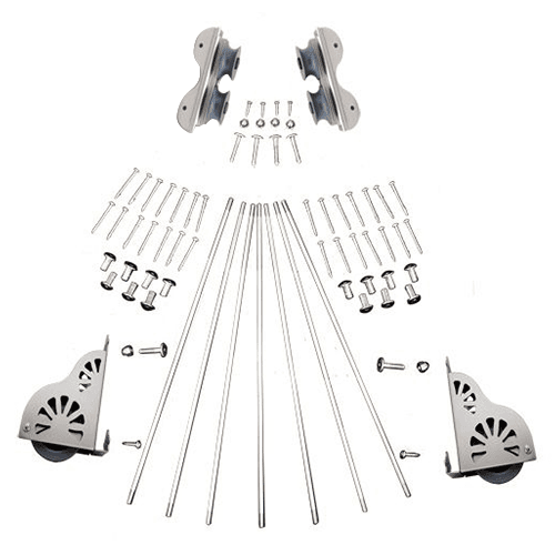 Rolling Hardware Kit with Braking Bottom Rollers and 7 Rung Support Kit for Quiet Glide 16" Wide Library Ladder