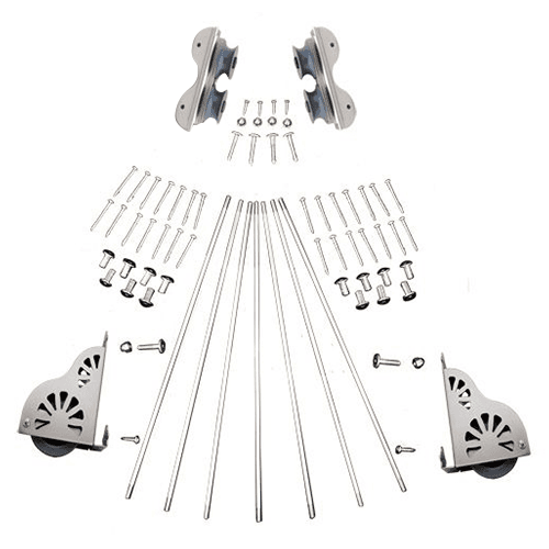 Rolling Hardware Kit for 20" Wide Library Ladder - Includes Top Roller Guides and Bottom Brake Wheels