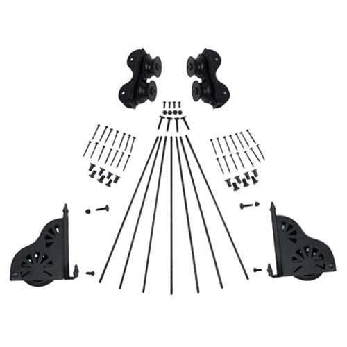 Quiet Glide Rolling Hardware Kit with Break, Black Finish