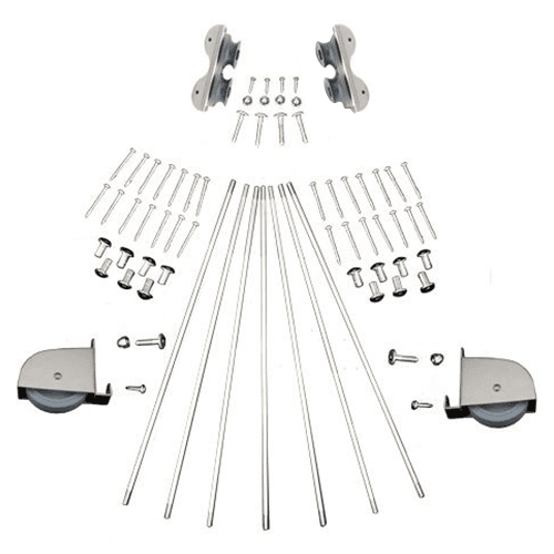 Contemporary Rolling Hardware Kit for 16" Wide Library Ladder in Satin Nickel Finish