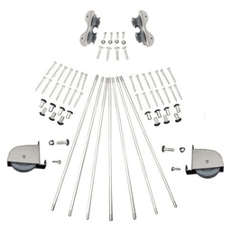 Contemporary Rolling Hardware Kit for 16" Wide Library Ladder in Satin Nickel Finish
