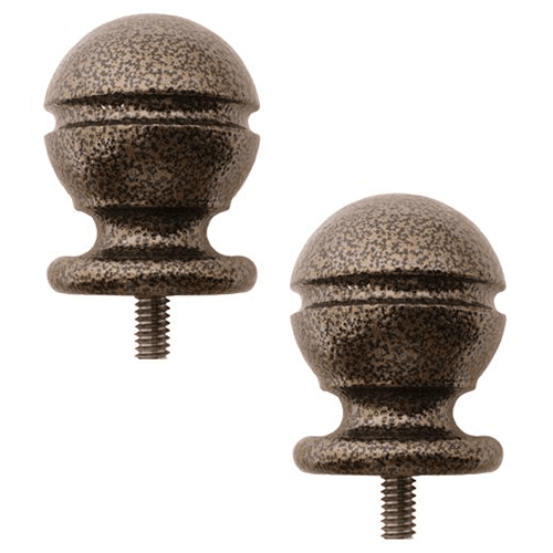 Hammered Antique Brass Rail End Cap Kit with 1-1/2" Ball - Style B End Cap