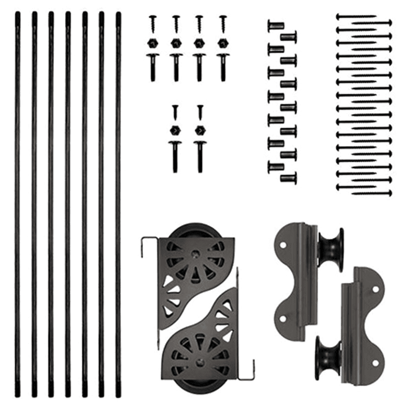 16" Wide Library Ladder Hardware Kit with Rolling Hook and Rung Support