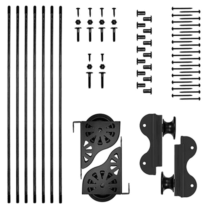 16" Wide Library Ladder Hardware Kit with Rolling Hook and Rung Support