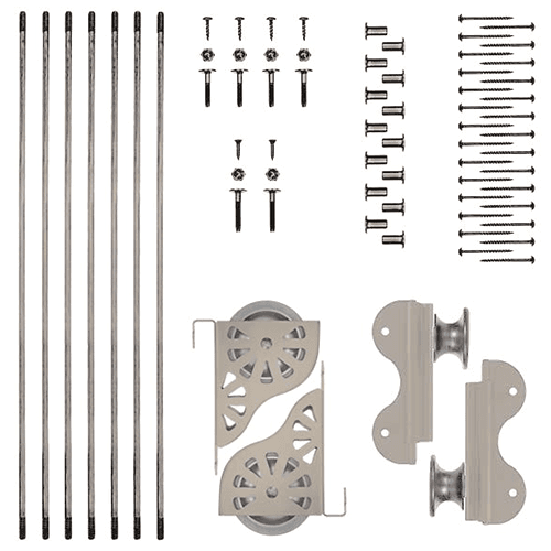 Rolling Hook Guides and Bottom Rollers with Rung Support Kit for Quiet Glide Library Ladder