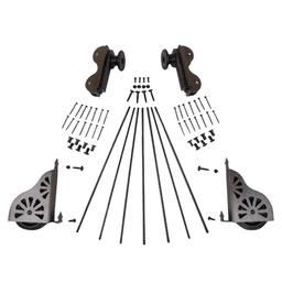 20" Wide Library Ladder Hardware - 2 Top Guides, 2 Bottom Rollers, 7 Rung Support Kit