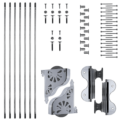 Quiet Glide Rolling Hook Ladder Hardware Kit with Brake in Polished Chrome Finish, 20" Wide