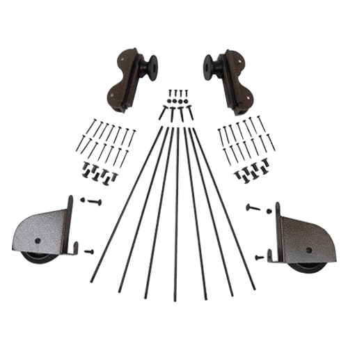 Contemporary Rolling Hook Ladder Hardware Kit in Hammered Antique Brass Finish