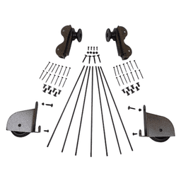 Contemporary Rolling Hook Ladder Hardware Kit in Hammered Antique Brass Finish