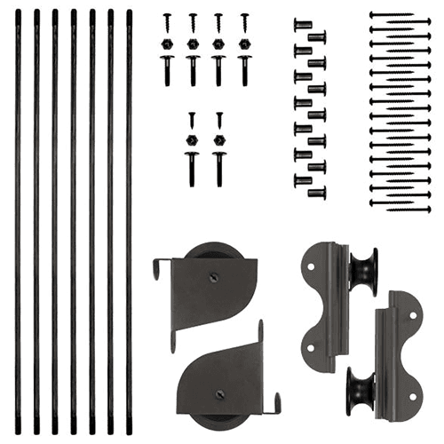 Quiet Glide Contemporary Rolling Hook Ladder Hardware Kit in Oil Rubbed Bronze Finish with Brake for 20" Wide Library Ladder