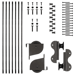 Quiet Glide Contemporary Rolling Hook Ladder Hardware Kit in Oil Rubbed Bronze Finish with Brake for 20" Wide Library Ladder