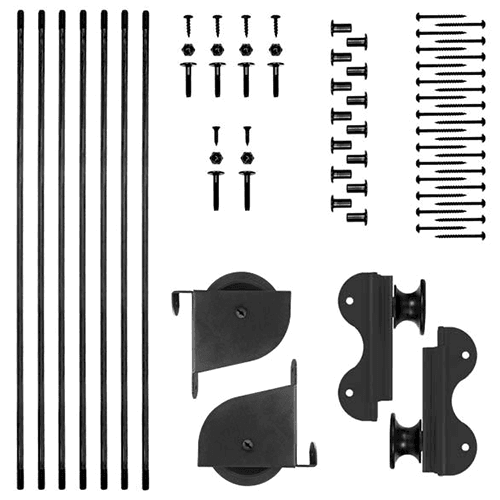 Quiet Glide Contemporary Rolling Hook Ladder Hardware Kit with Brake in Black Finish
