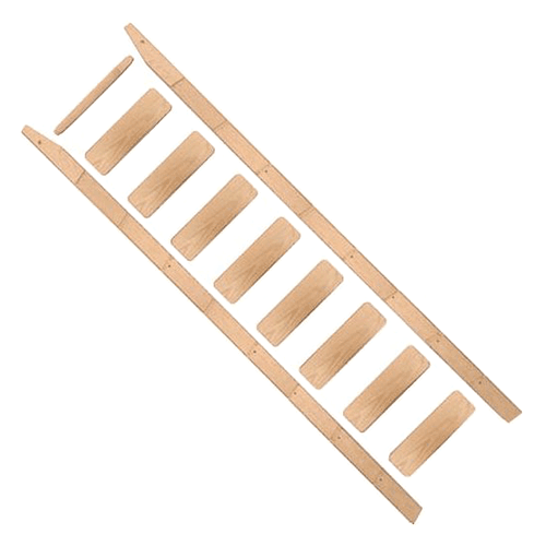 Maple ladder with pre-drilled holes and dado sides for easy assembly.
