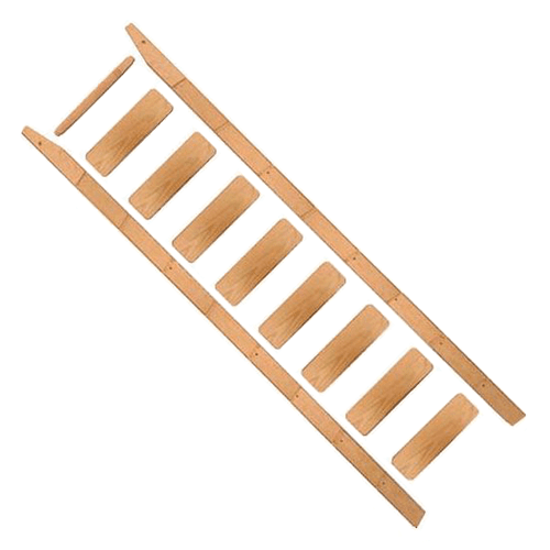 Red Oak Unassembled Library Ladder with Handle and Steps