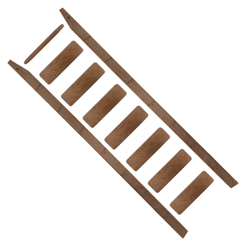 9x20 Walnut Unassembled Library Ladder with Built-In Handle, Unfinished - Quiet Glide