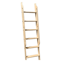Wide Walnut Library Ladder - 2 Side Rails, 8 Steps, 1 Top Rung - Quiet Glide