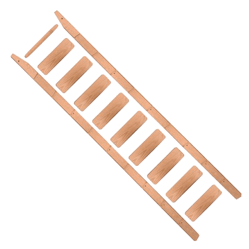 Cherry library ladder with built-in handle and 9 steps