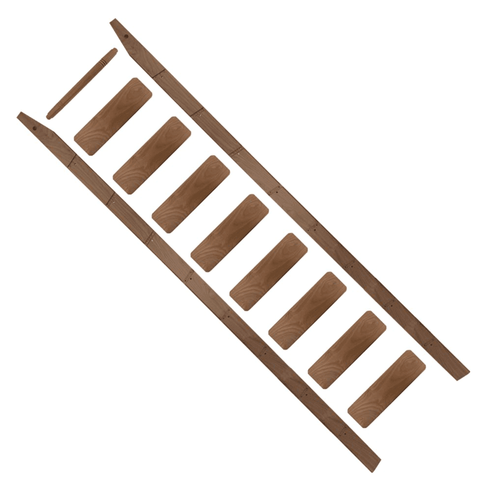 Unfinished Maple Library Ladder - 2 Side Rails, 9 Steps, 1 Top Rung