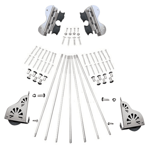 Quiet Glide Satin Nickel Rolling Ladder Hardware with Brakes and Rung Support Kit