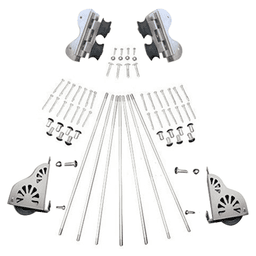 Quiet Glide Satin Nickel Rolling Ladder Hardware with Brakes and Rung Support Kit